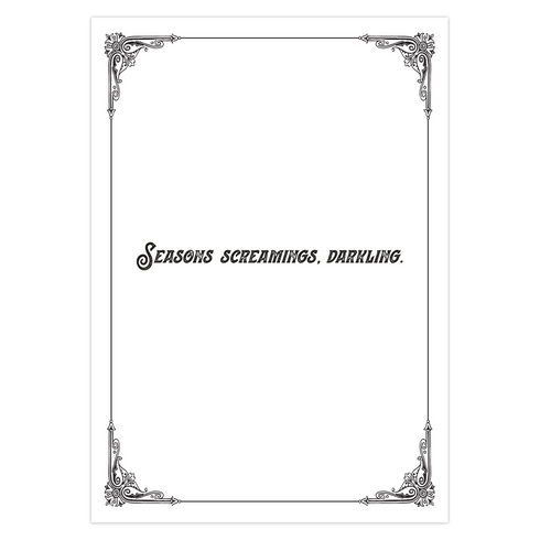 A black holiday card featuring gothic-style text that reads "Have Yourself a Gothy Merry Christmas." The design includes a skull wearing a Santa hat, bats, and ornate decorative borders, combining a dark, spooky aesthetic with festive holiday elements.
