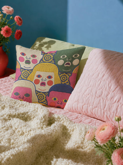 Creepy Doll Face Pillow Cover