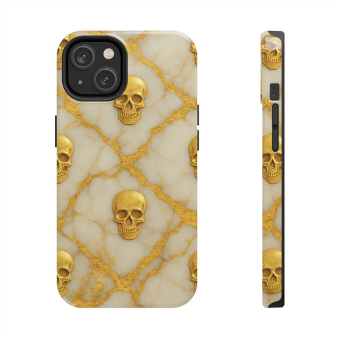 Marble Gold and White Skull Phone Case