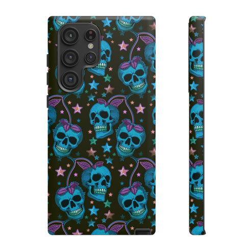 Skull Cherry Phone Case in Blue