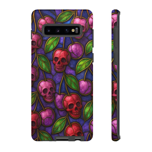 Stained Glass Cherry Skull Phone Case