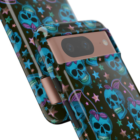 Skull Cherry Phone Case in Blue