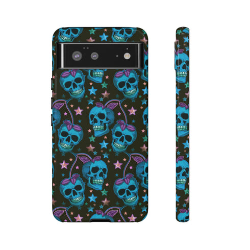 Skull Cherry Phone Case in Blue