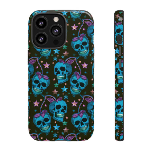 Skull Cherry Phone Case in Blue