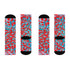 Dive into bold fashion with these vibrant socks featuring an eye-catching red, blue, and pink cheetah print pattern. Perfect for those who love to make a statement, these socks are ideal for brightening up any outfit and showcasing your unique style. Comfortable and stylish with black heels and toes, they are a must-have accessory for the fashion-forward.