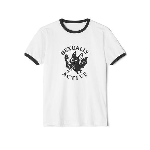 Hexually Active Tee - Witchy Ringer Shirt With Bat Graphic