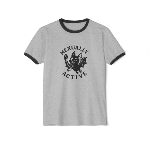 Hexually Active Tee - Witchy Ringer Shirt With Bat Graphic