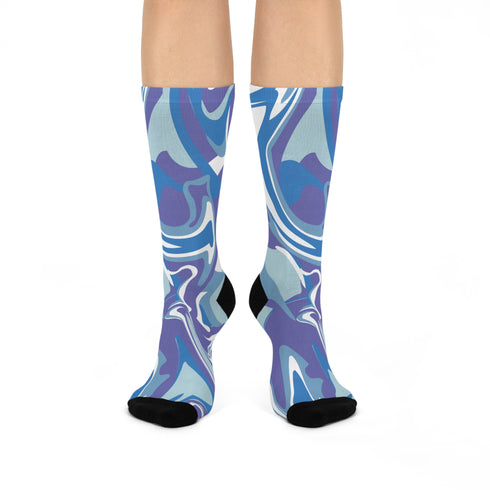 Psychedelic Blue Marble Swirl Socks