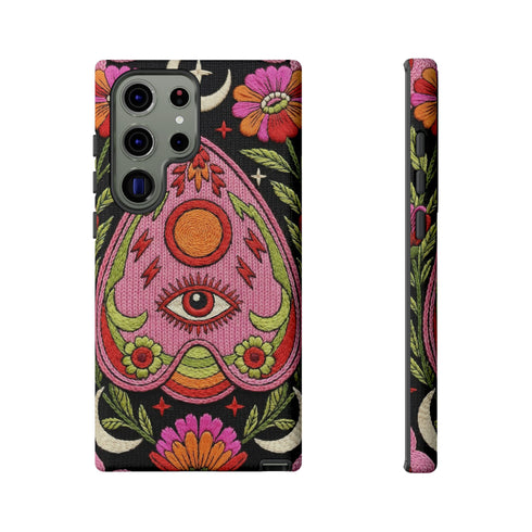 Evil Eye Phone Case Planchette Design, Goth Boho Aesthetic Floral iPhone Case