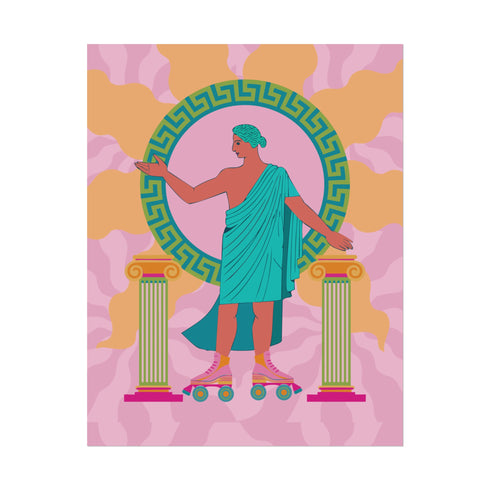 Greek Statue on Roller Skates Art Print