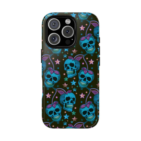 Skull Cherry Phone Case in Blue