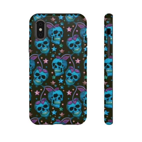 Skull Cherry Phone Case in Blue
