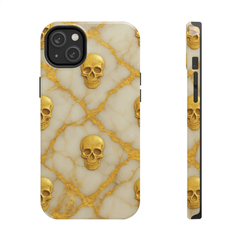 Marble Gold and White Skull Phone Case