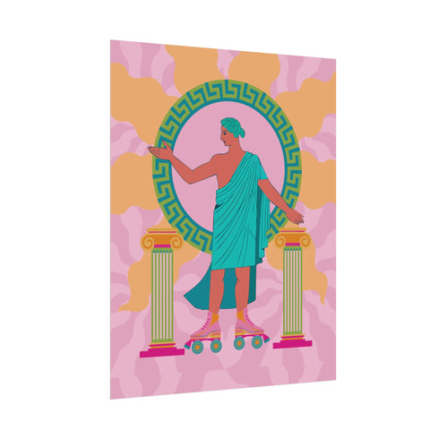 Greek Statue on Roller Skates Art Print