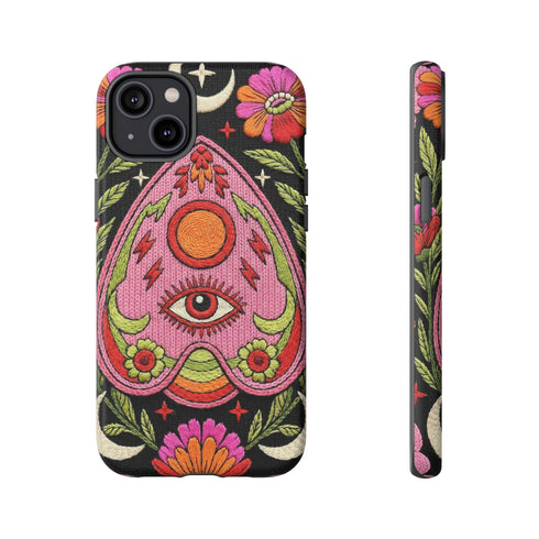 Evil Eye Phone Case Planchette Design, Goth Boho Aesthetic Floral iPhone Case