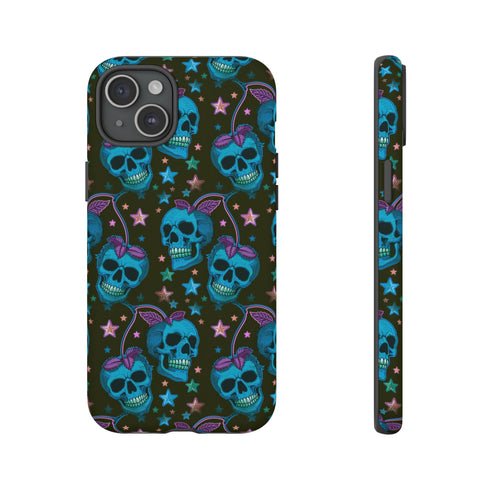 Skull Cherry Phone Case in Blue