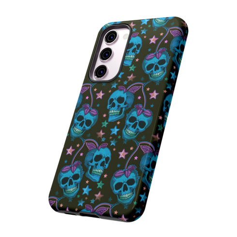 Skull Cherry Phone Case in Blue