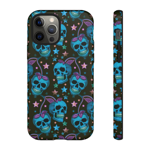 Skull Cherry Phone Case in Blue