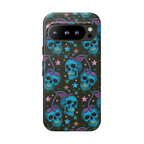 Skull Cherry Phone Case in Blue