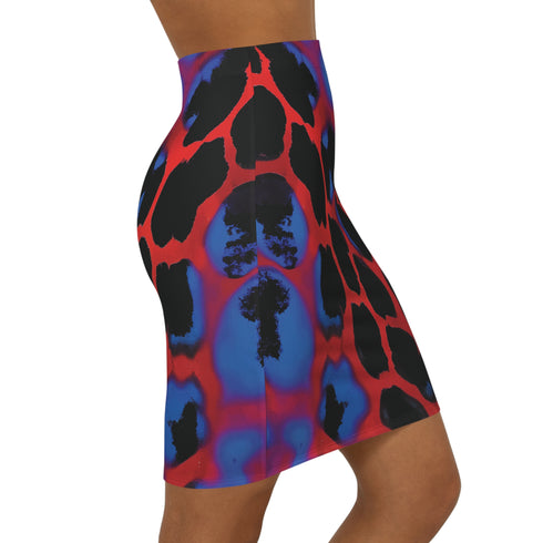 Electric Camo Fitted Mini Skirt in Red