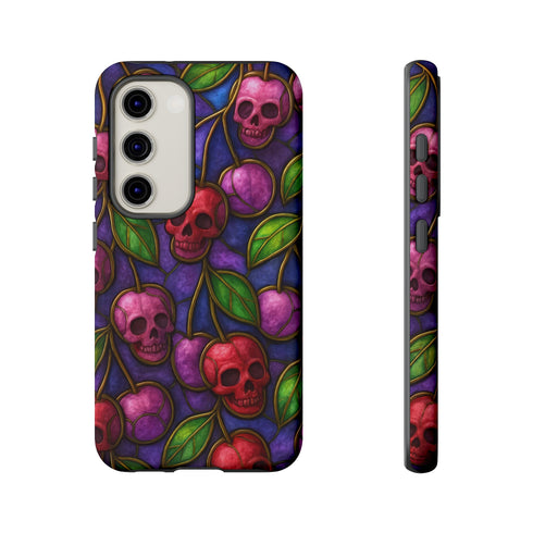 Stained Glass Cherry Skull Phone Case