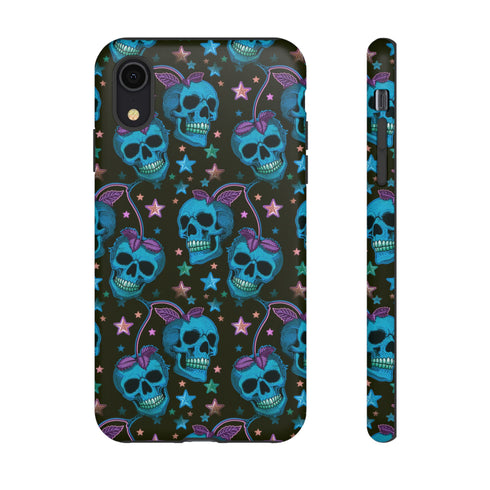 Skull Cherry Phone Case in Blue