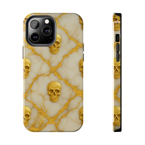 Marble Gold and White Skull Phone Case