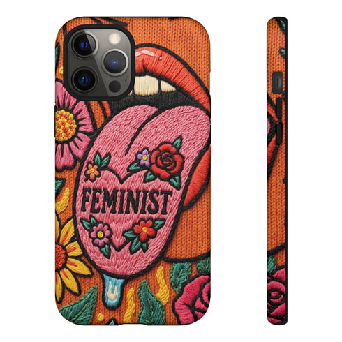 Feminist Tongue Faux Embroidery Phone Case