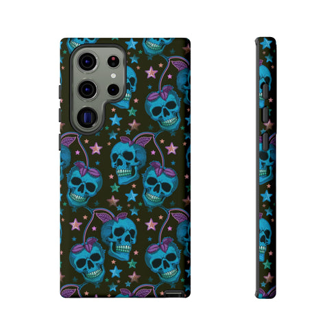 Skull Cherry Phone Case in Blue
