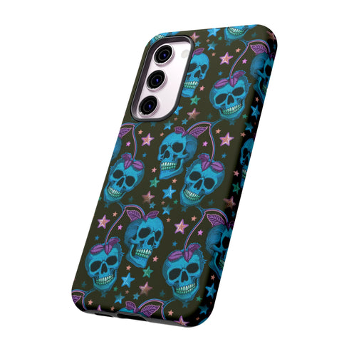 Skull Cherry Phone Case in Blue