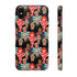 Stylish phone case with a colorful collage of iconic artists including Frida Kahlo, Warhol, Dali, and Keith Haring. Vibrant pop art design features stylized portraits on a dark background, perfect for art lovers.