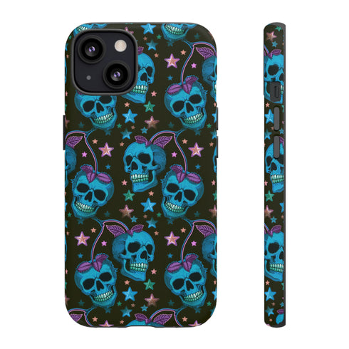 Skull Cherry Phone Case in Blue