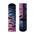 Black crew socks featuring an ombre pink-to-blue gradient with silhouetted bats and spiderweb details.