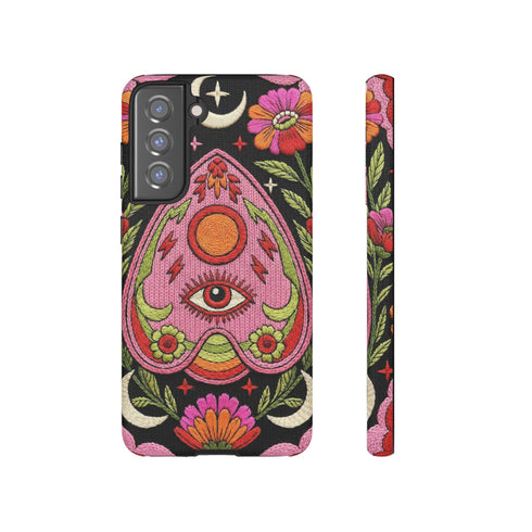 Evil Eye Phone Case Planchette Design, Goth Boho Aesthetic Floral iPhone Case
