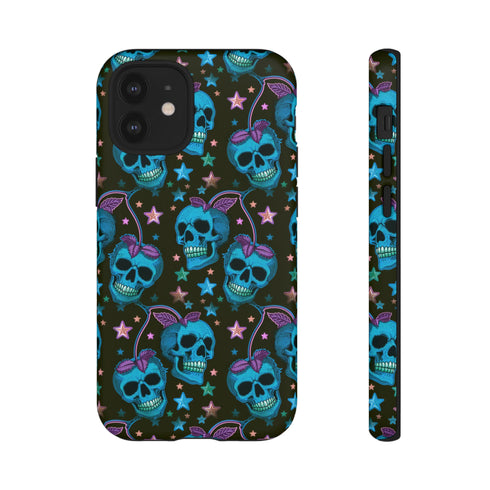 Skull Cherry Phone Case in Blue