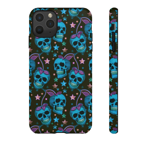 Skull Cherry Phone Case in Blue