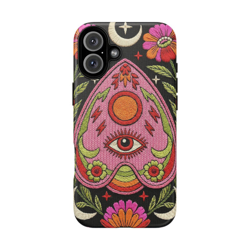 Evil Eye Phone Case Planchette Design, Goth Boho Aesthetic Floral iPhone Case