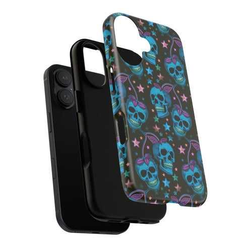 Skull Cherry Phone Case in Blue