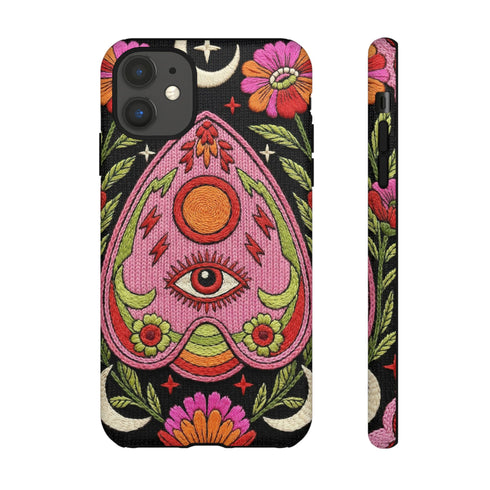 Evil Eye Phone Case Planchette Design, Goth Boho Aesthetic Floral iPhone Case
