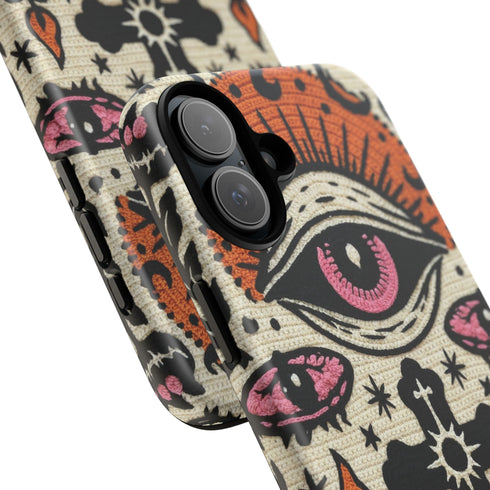 Gothic Faux Crochet Phone Case - Whimsigoth Evil Eye Skull Cover