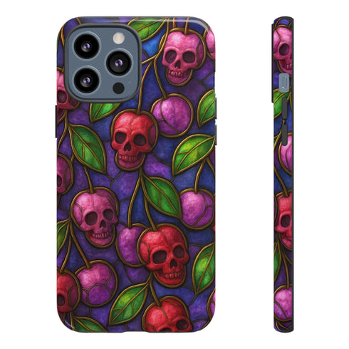 Stained Glass Cherry Skull Phone Case