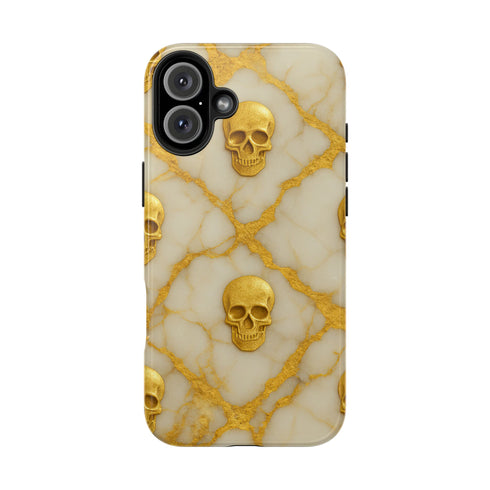 Marble Gold and White Skull Phone Case
