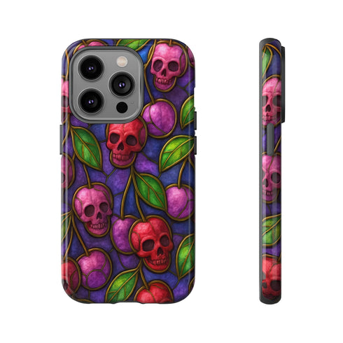 Stained Glass Cherry Skull Phone Case