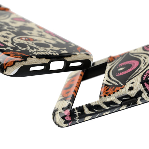 Gothic Faux Crochet Phone Case - Whimsigoth Evil Eye Skull Cover