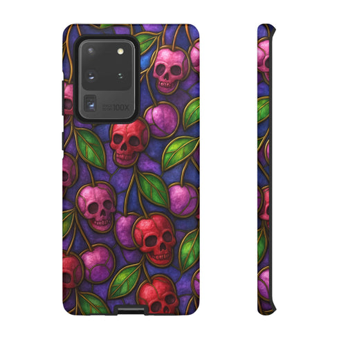 Stained Glass Cherry Skull Phone Case