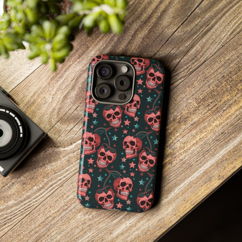 Pink Cherry Skull Phone Case