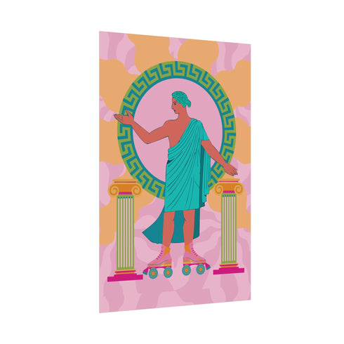 Greek Statue on Roller Skates Art Print