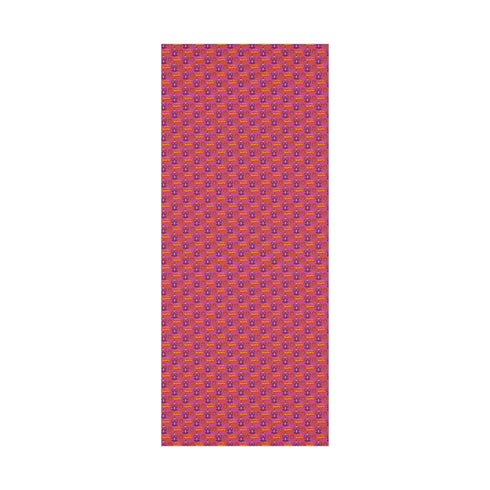 Vibrant pink wrapping paper featuring Occult symbol Baphomet Santas throwing horns, surrounded by flaming pentagrams and "All Hail Santa" text. A punk rock twist on Christmas gift wrap.
