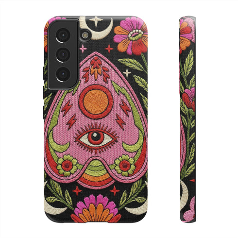 Evil Eye Phone Case Planchette Design, Goth Boho Aesthetic Floral iPhone Case