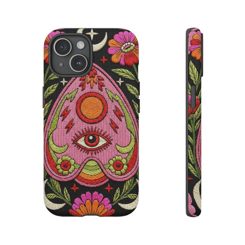 Evil Eye Phone Case Planchette Design, Goth Boho Aesthetic Floral iPhone Case